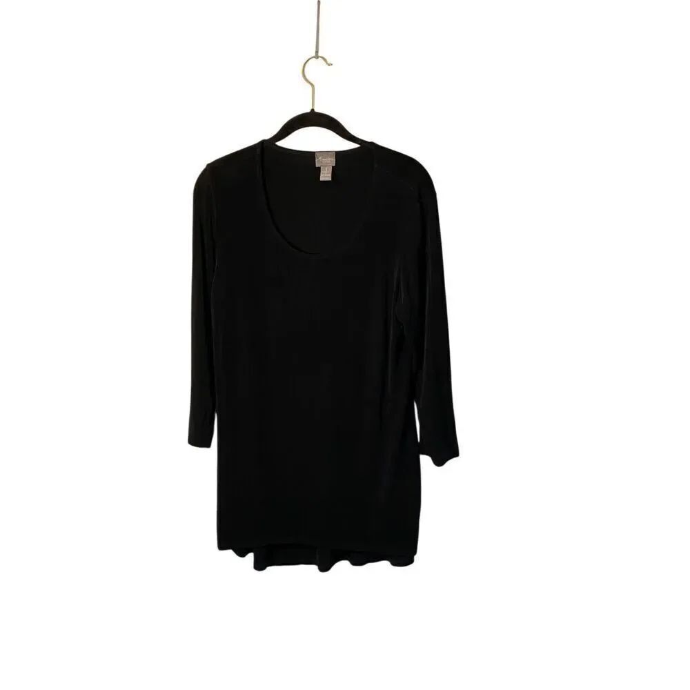 Chicos travelers women’s black stretch knit 3/4 sleeve top S/medium